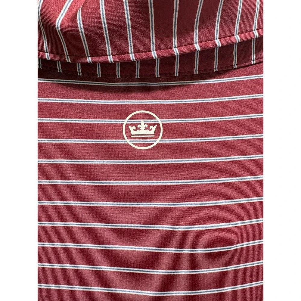 Peter Millar Summer Comfort Golf Polo Shirt XL Red Striped TCC logo - Picture 5 of 7